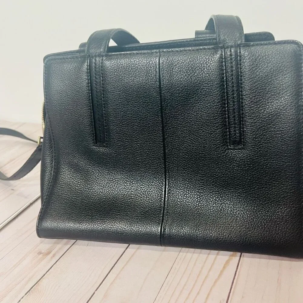 Kate Spade Grey Street Dominique Black Leather Satchel Purse Gold Hardware Tasse